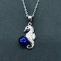 Sterling Silver Sea Horse Aroma Necklace - Navy | Energy & Healing | Diffuse on the go - UrbanNest Co