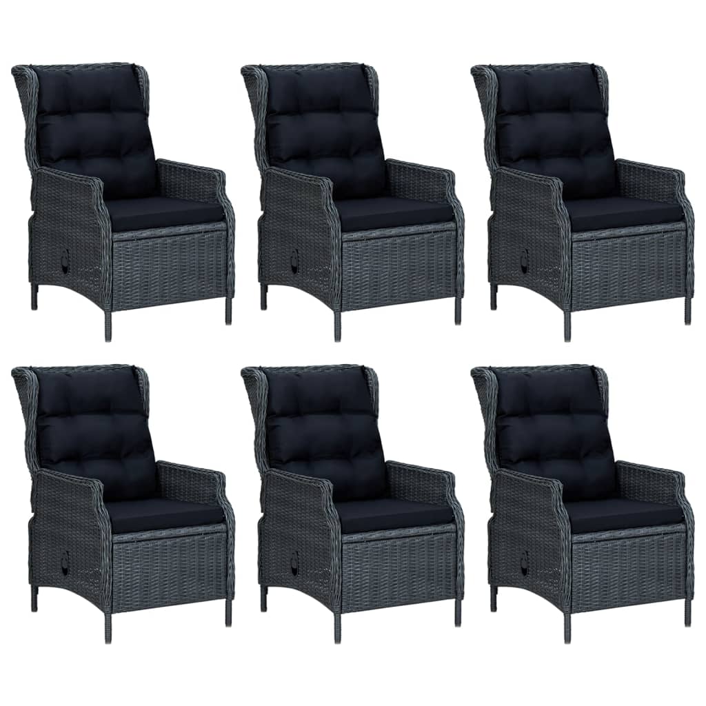 NNEVL 7 Piece Garden Dining Set Dark Grey Poly Rattan - UrbanNest Co