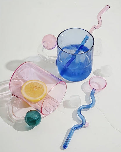 Hand Blown Lollipop Mugs - Whimsical Eclectic Dopamine Drinking Glasses for Coffee, Tea & Juice - UrbanNest Co