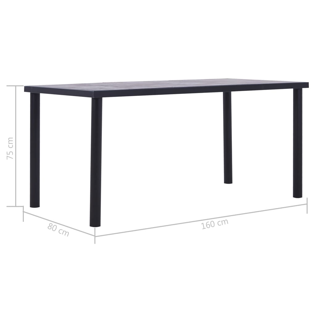 NNEVL Dining Table Black and Concrete Grey 160x80x75 cm MDF - UrbanNest Co