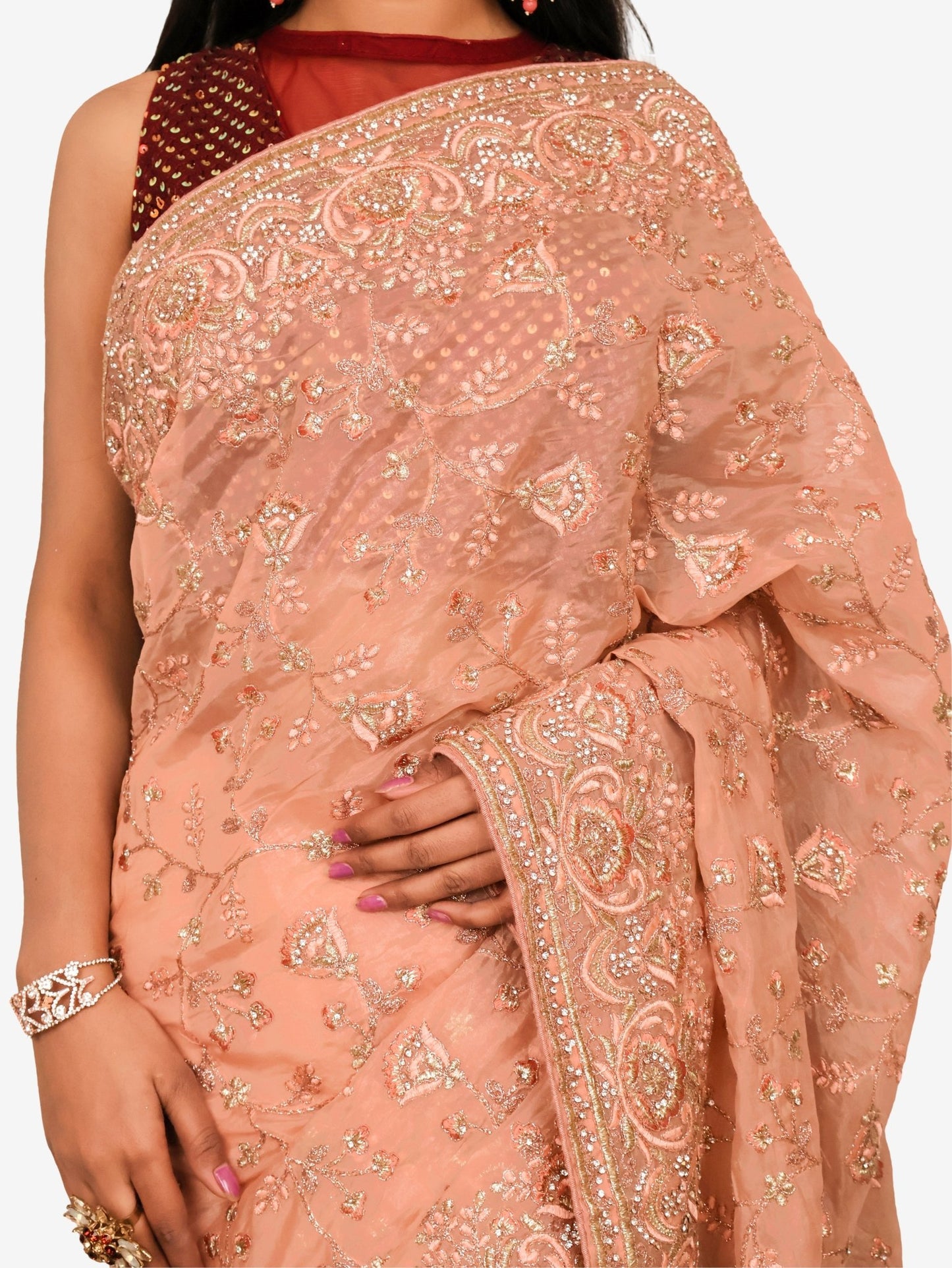 Designer Saree with Stone & Heavy Embroidery Work by Shreekama - UrbanNest Co