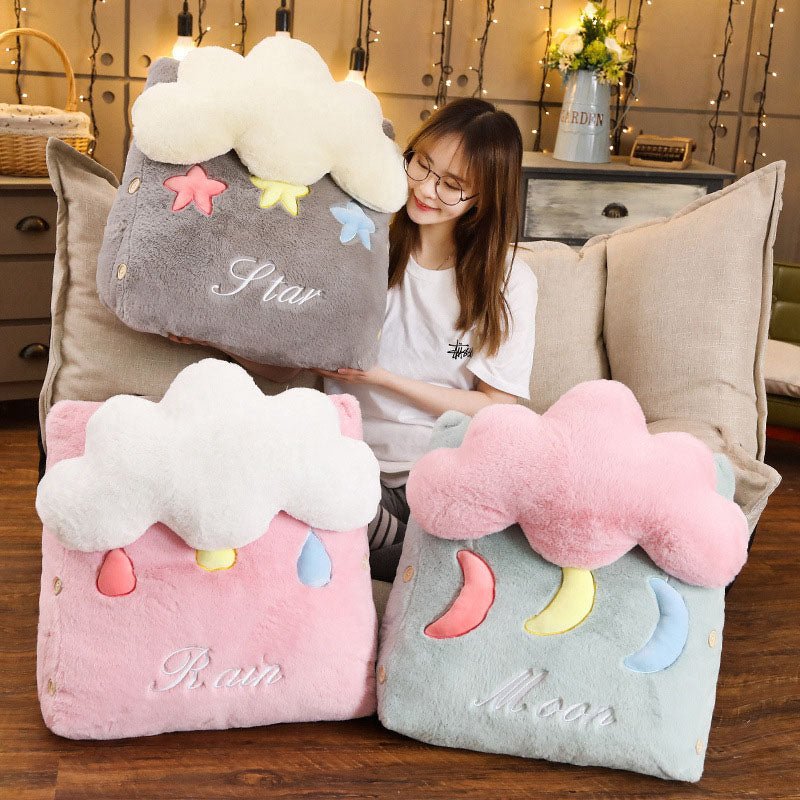SOGA 2X Pink Cute Cloud Cushion Soft Leaning Lumbar Wedge Pillow Bedside Plush Home Decor - UrbanNest Co