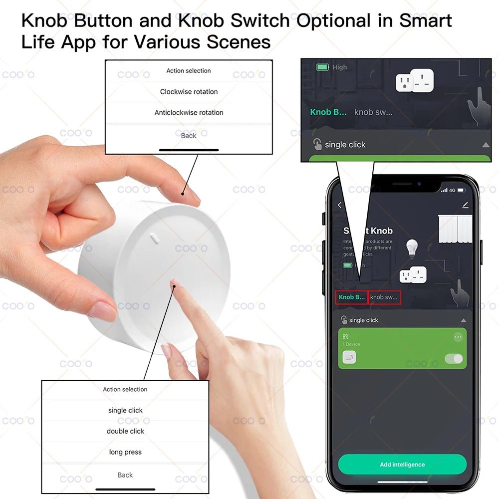 New Tuya ZigBee Smart Knob Switch DIY Wireless Scene Button Rotatable Dimmer Switch Home Appliances Automation Linkage Remoter - UrbanNest Co