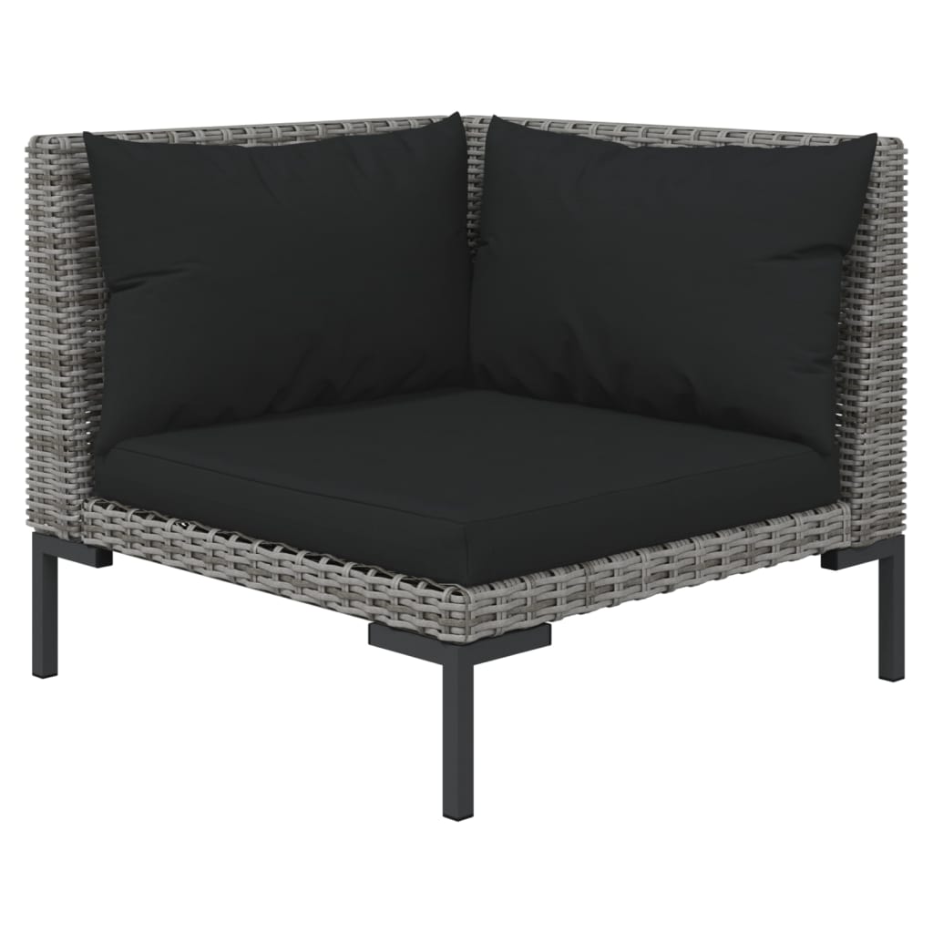 NNEVL 9 Piece Garden Lounge Set with Cushions Poly Rattan Dark Grey - UrbanNest Co