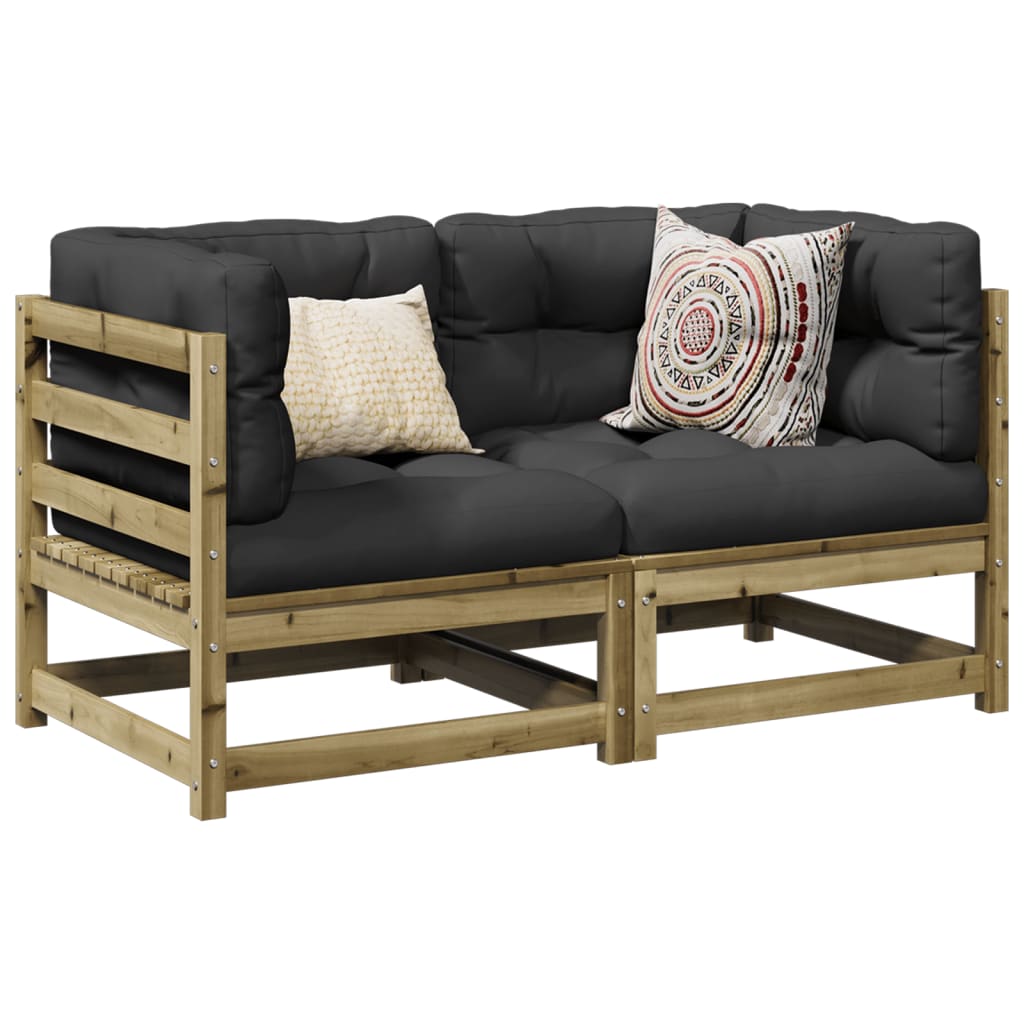 NNEVL 2 Piece Garden Sofa Set with Cushions Impregnated Wood Pine - UrbanNest Co