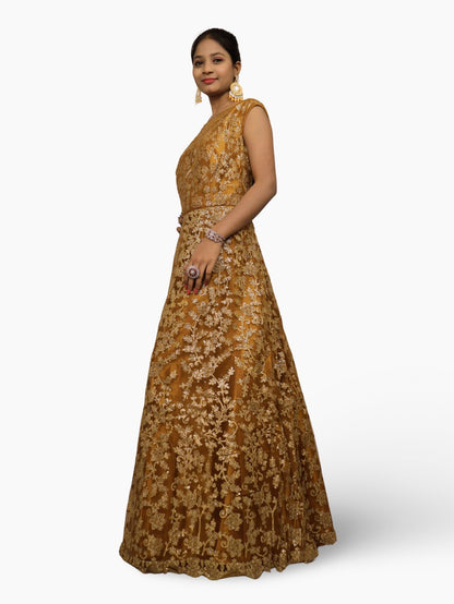 Gown with Shimmery Rubber & Beads Work by Shreekama - UrbanNest Co