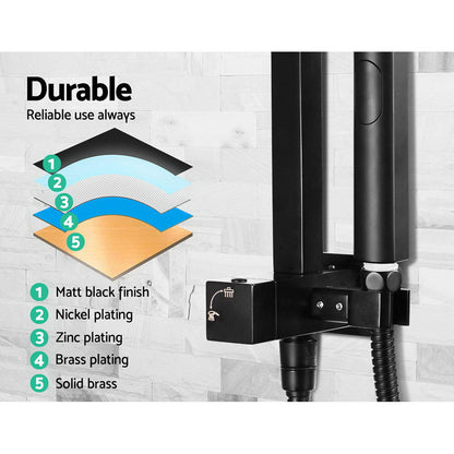 NNEDSZ 8 Rain Shower Head Taps Square Handheld High Pressure Wall Black - UrbanNest Co