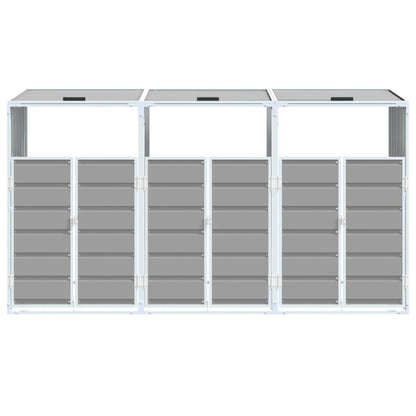 NNEVL Wheelie Bin Storage for Triple Bins Grey 216x81x115 cm Steel - UrbanNest Co