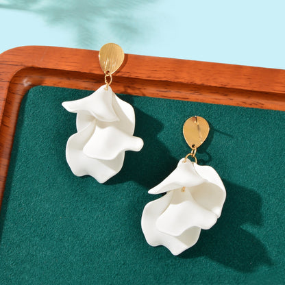 1pair Elegant Flower Petal Dangle Earrings for Women Daily Dating Party Jewelry - UrbanNest Co