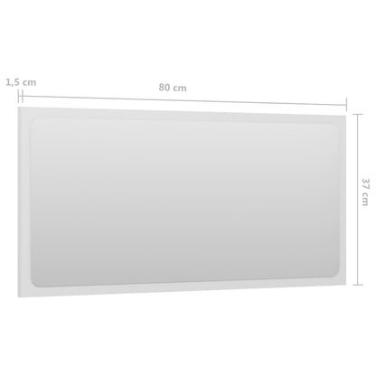 NNEVL Bathroom Mirror High Gloss White 80x1.5x37 cm Chipboard - UrbanNest Co