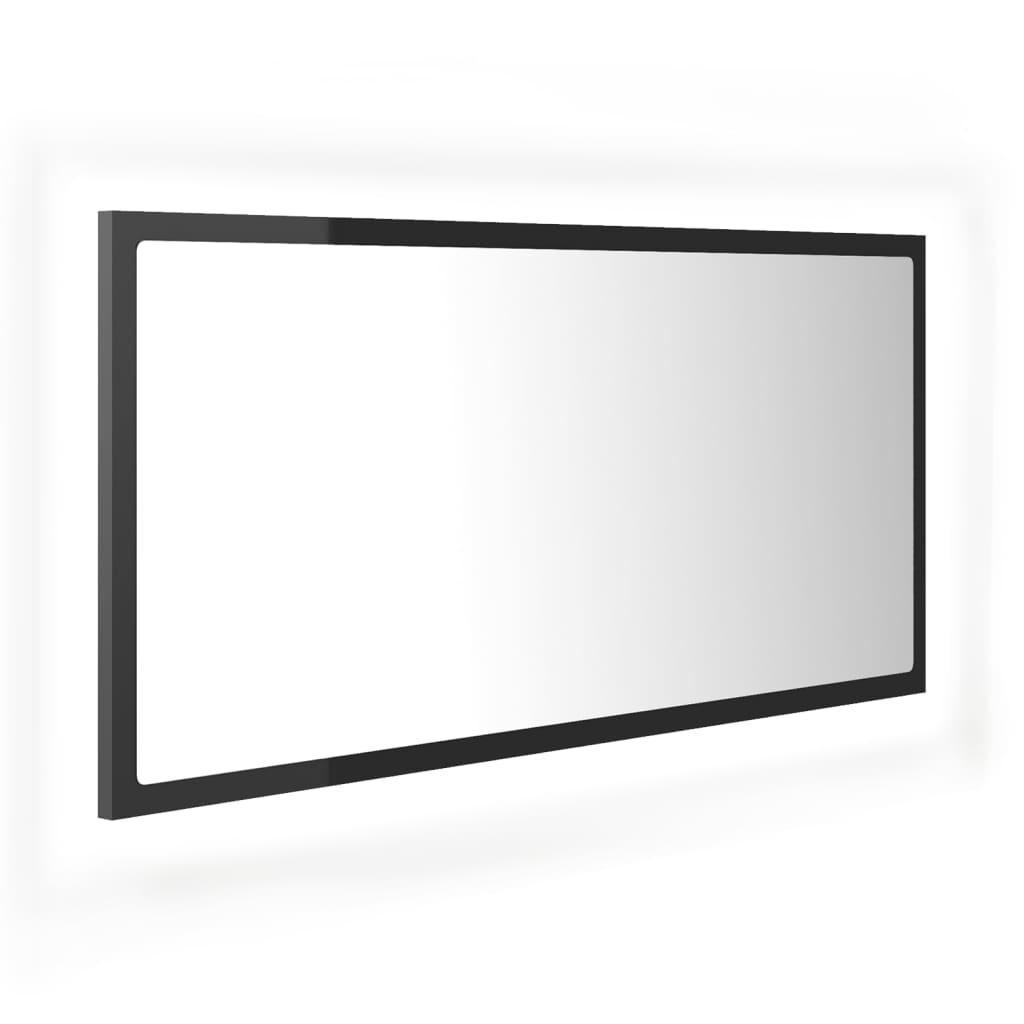 NNEVL LED Bathroom Mirror High Gloss Grey 90x8.5x37 cm Chipboard - UrbanNest Co