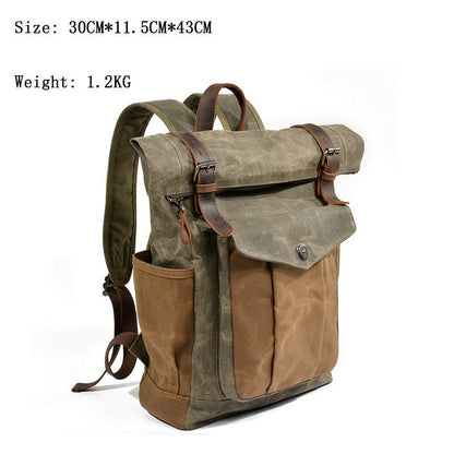 Men's Wax Canvas Backpack, Outdoor Hiking Large Capacity Waterproof Casual Travel Bag - UrbanNest Co