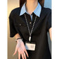 fake two - piece spliced polo shirt short sleeve - UrbanNest Co
