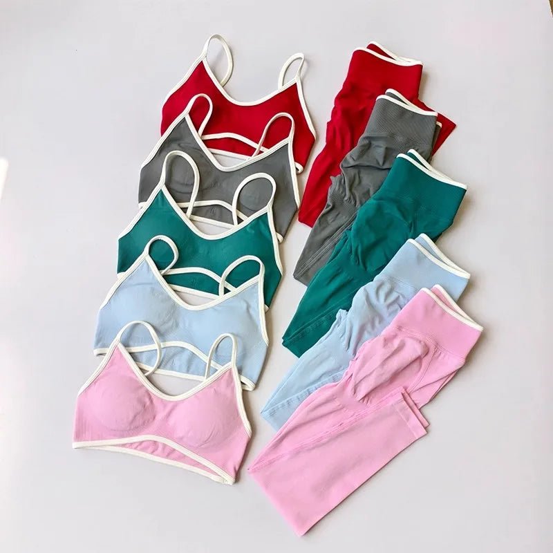 2PCS High Waisted Sports Bra Set with Contrasting Small Suspender - UrbanNest Co