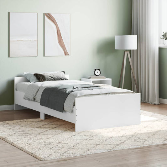 NNEVL Bed Frame White 92x187 cm Single Size Engineered Wood - UrbanNest Co