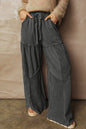 Mineral Wash Patchwork Tiered Wide Leg Pants - UrbanNest Co