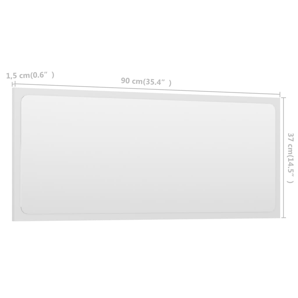 NNEVL Bathroom Mirror White 90x1.5x37 cm Chipboard - UrbanNest Co