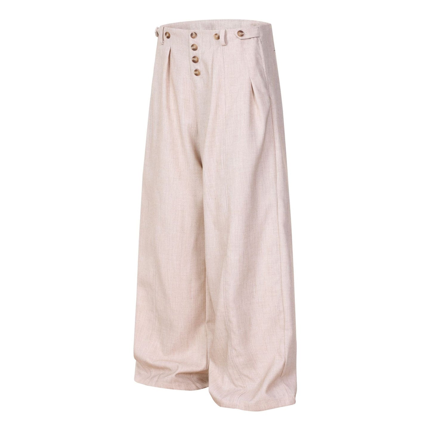 Multi - Button Straight Leg Pants Women High Waist Drape Loose Slimming Wide Leg Casual Floor - Length Pants - UrbanNest Co