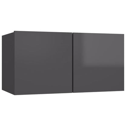 NNEVL 6 Piece TV Cabinet Set High Gloss Grey Chipboard - UrbanNest Co