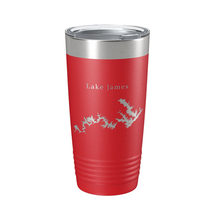 Lake James Map Tumbler Travel Mug Insulated Laser Engraved Coffee Cup North Carolina 20 oz - UrbanNest Co
