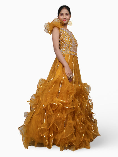 Gown with Cut Dana & Sequin Work by Shreekama - UrbanNest Co