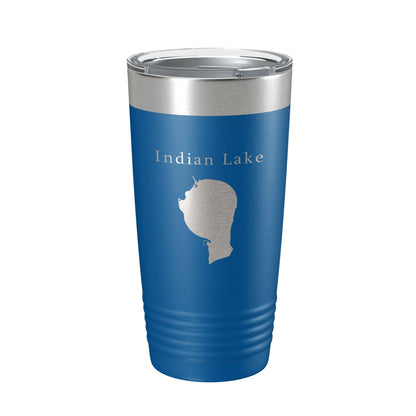 Indian Lake Map Tumbler Travel Mug Insulated Laser Engraved Coffee Cup Silver Creek Township Michigan 20 oz - UrbanNest Co