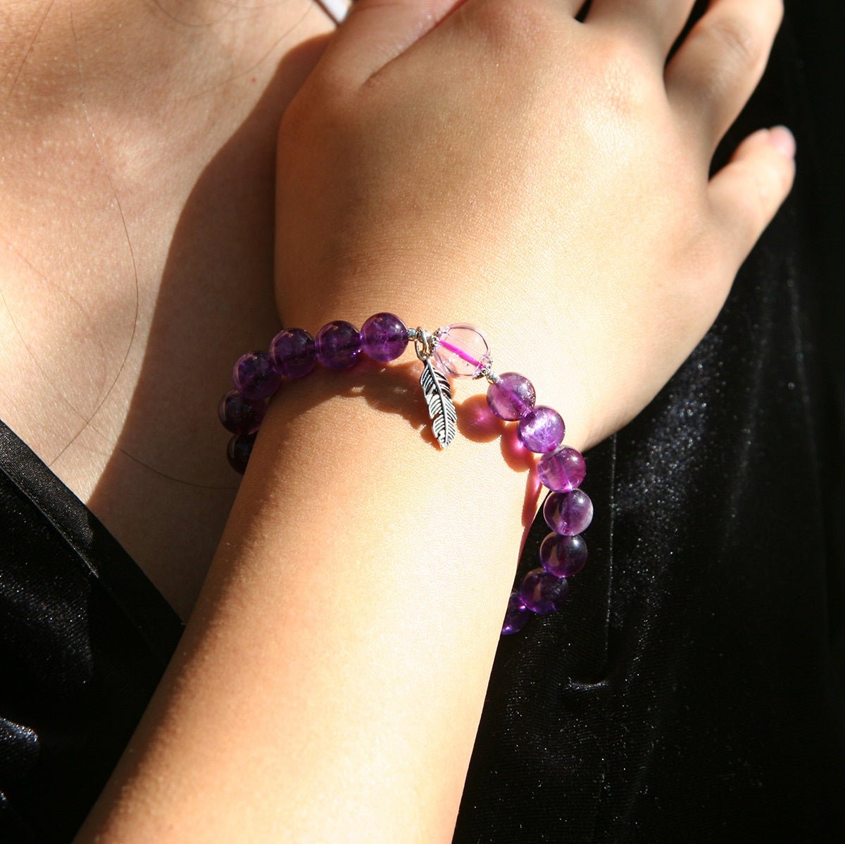 Sterling Silver Crystal Aroma Bracelet - Amethyst | Energy & Healing | Diffuser Jewellery | Gift for her - UrbanNest Co