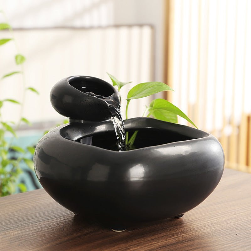 Wealth - Bringing Flowing Water Ornament, Ceramic Mini Desktop Decoration for Living Room - UrbanNest Co
