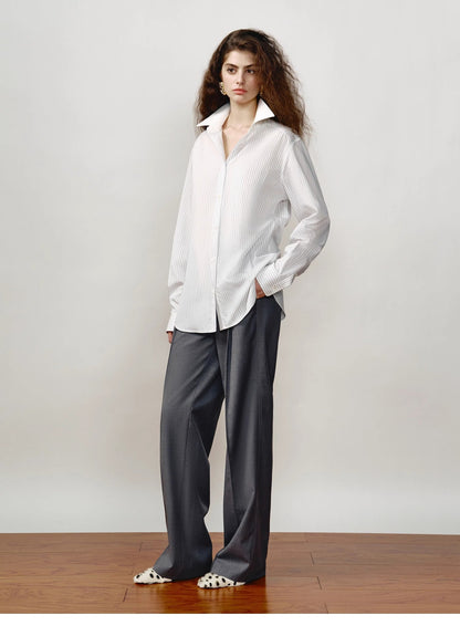 [FF×JW Ghosn Stripe] Lapel contrast classic striped shirt - UrbanNest Co