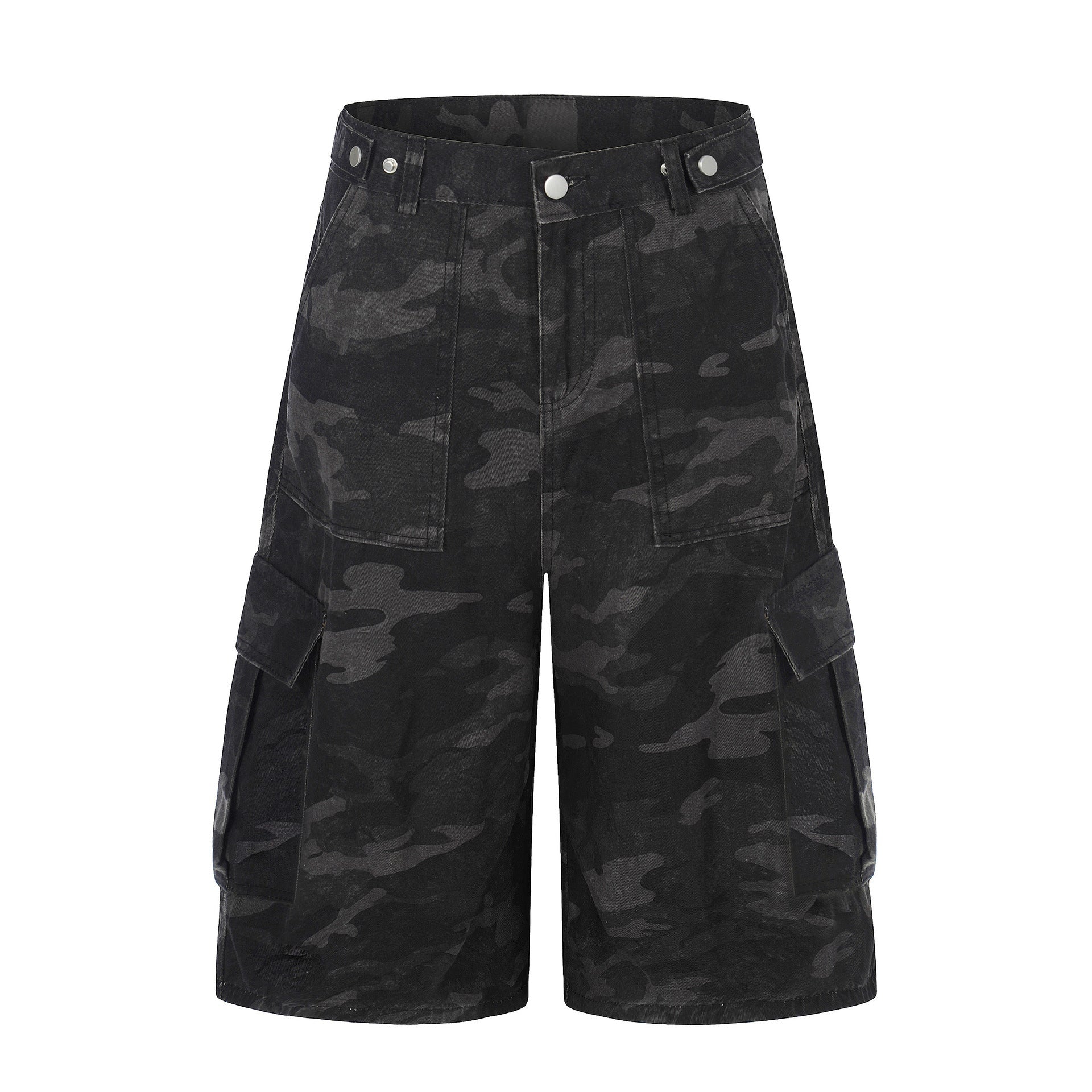 Jia Yiku 2026 American High Street camouflage workwear denim capri Pants RO Trendy Loose wide - leg midpants - UrbanNest Co