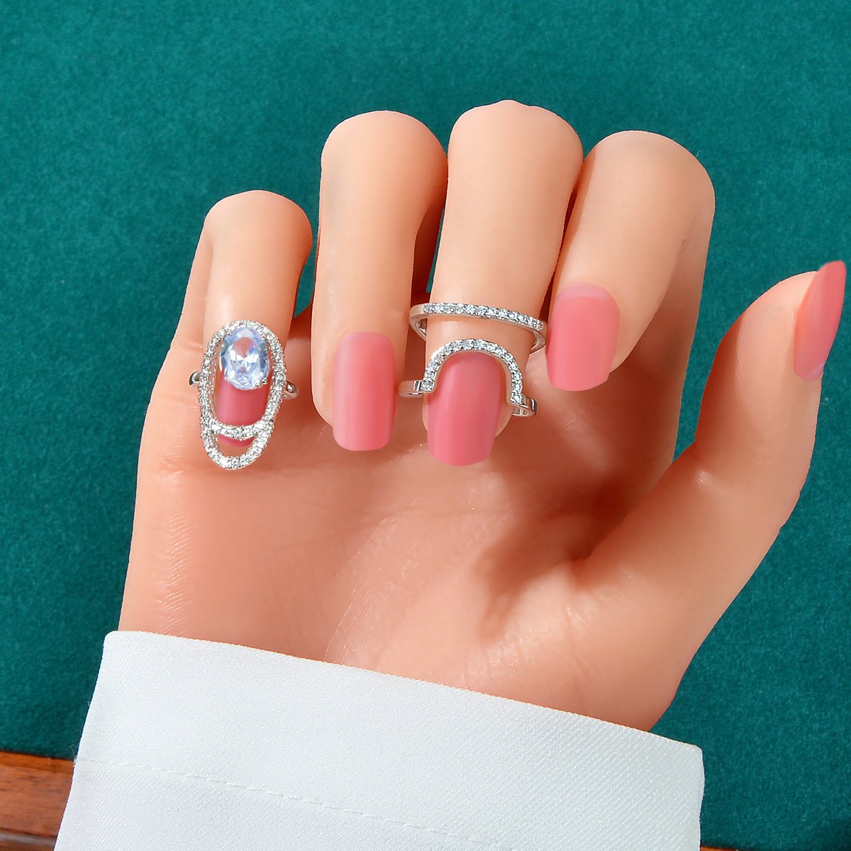 Silver Plated Diamond Accent Nail Ring - Elegant and Stylish Accessory! - UrbanNest Co