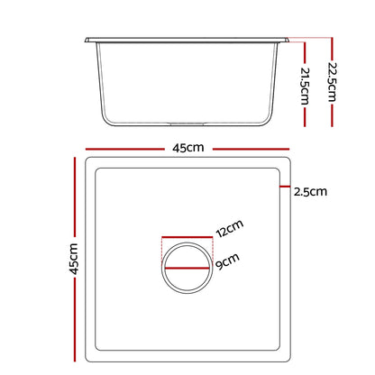 Cefito Kitchen Sink 45x45cm Granite Stone Sink Single Bowl White - UrbanNest Co