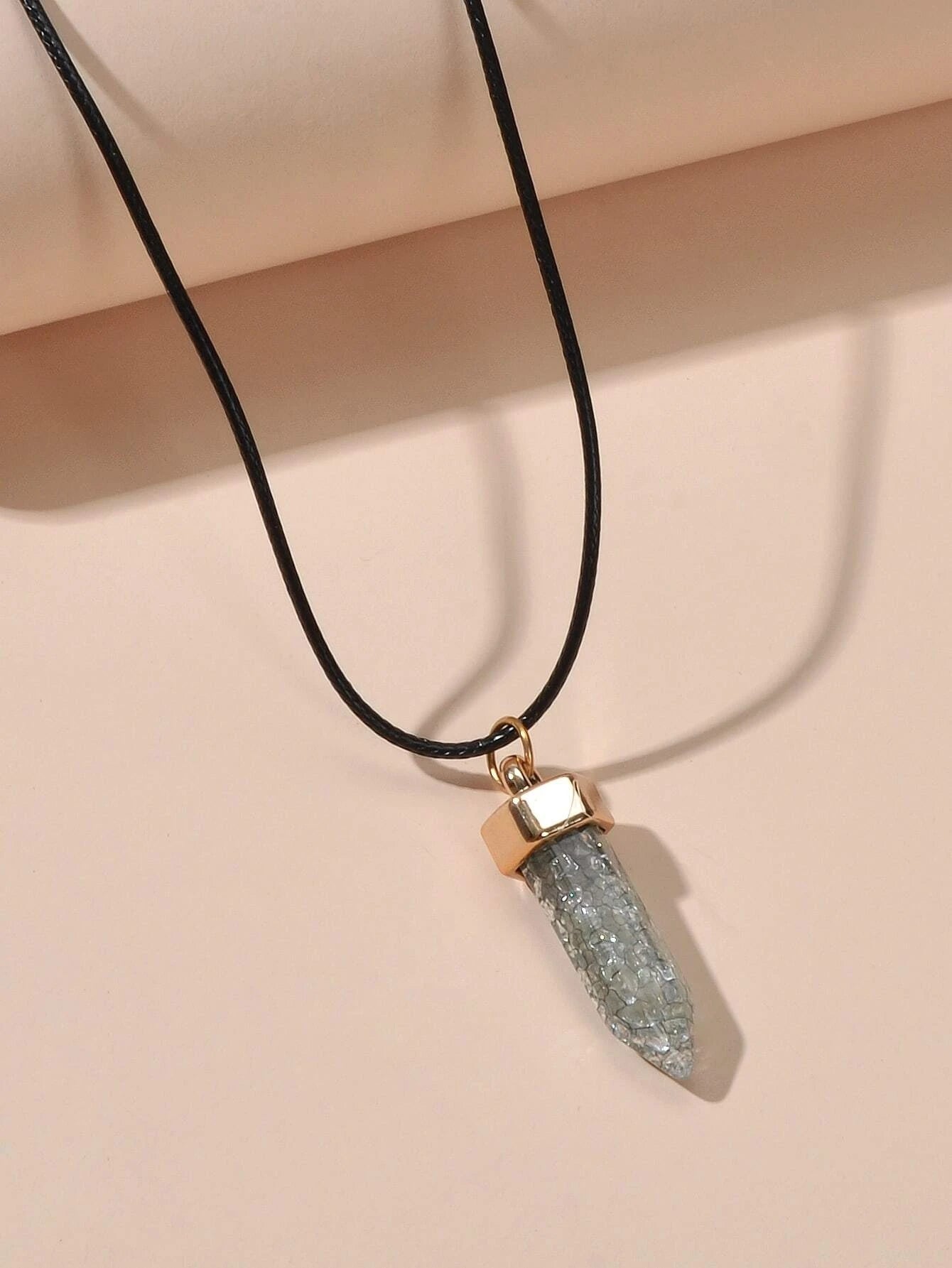 Boho Jewelry Black Leather Rope Colorful Bullet Shape Textured Pendant Necklace - UrbanNest Co