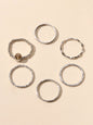 Stackable 6 pcs Rhinestone Decor Silver Finger Ring set Multiple Rings Bulk Pack - UrbanNest Co