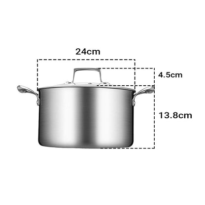 NNEAGS 2X 24cm Stainless Steel Soup Pot Stock Cooking Stockpot Heavy Duty Thick Bottom with Glass Lid - UrbanNest Co