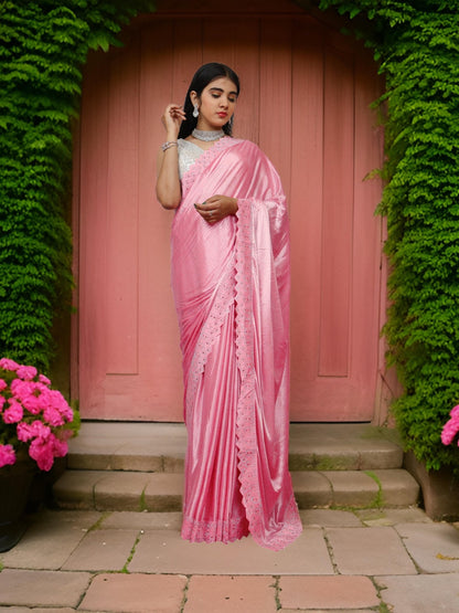 Designer Saree with Heavy Rhinestone & Glitter Work by Shreekama - UrbanNest Co