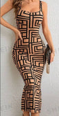 Allover Geo Print Tank Bodycon Dress - UrbanNest Co
