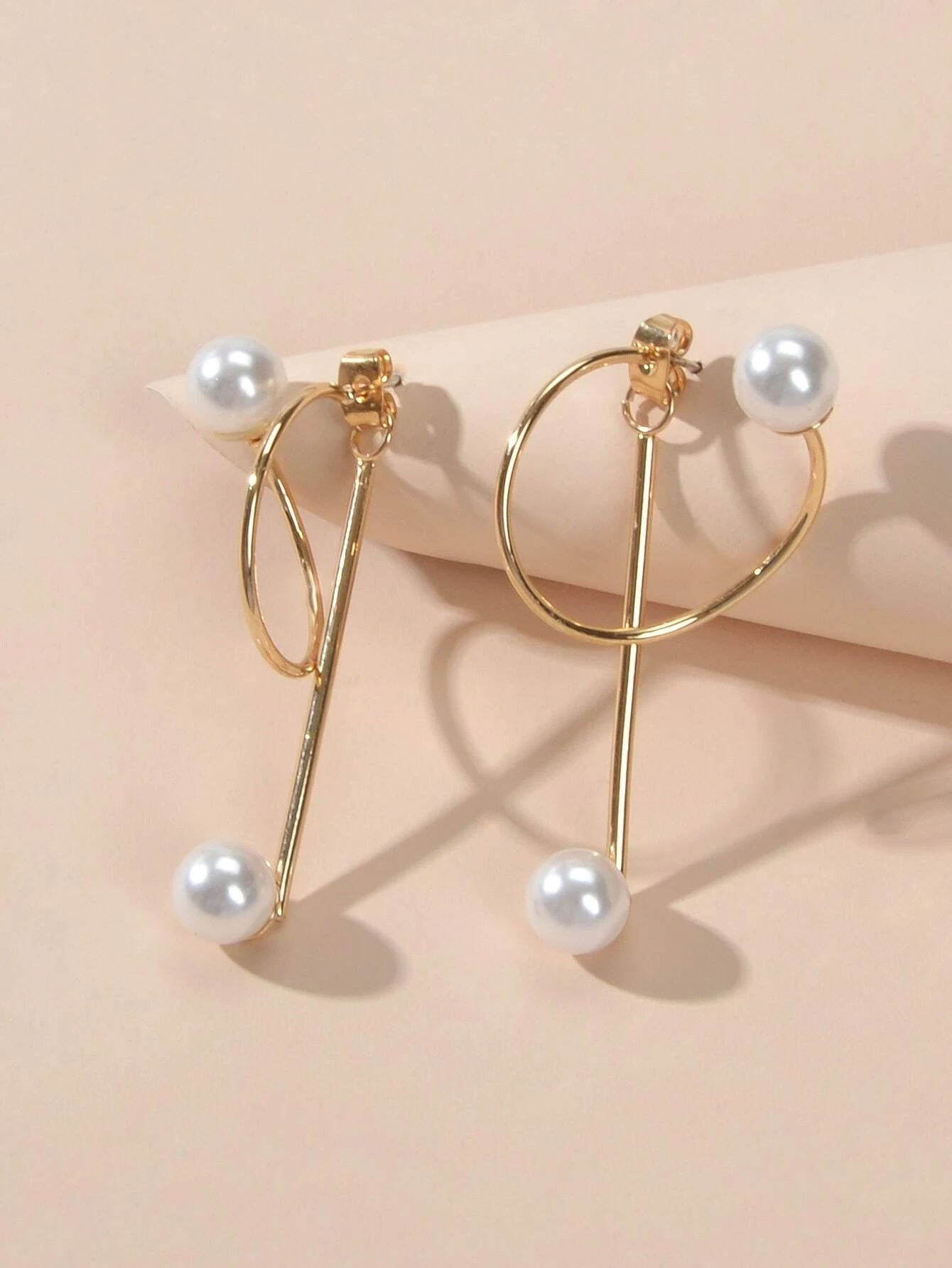 Fashion Jewellery Pearl Gold Circle Stud Curve Stud Earrings Ear Party Teen Gift - UrbanNest Co