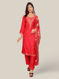 Vatican Silk Embroidered Straight Kurti with Pants and Dupatta - UrbanNest Co