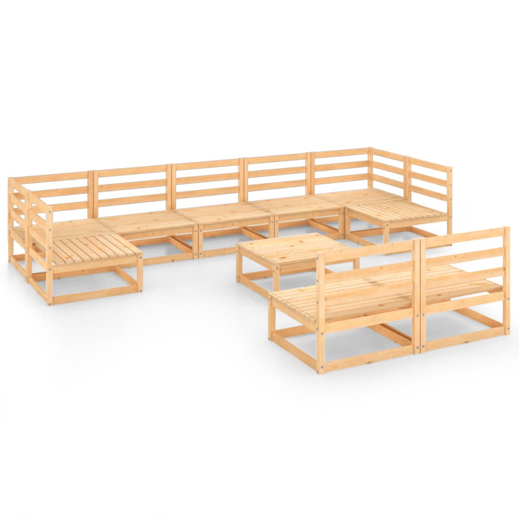 NNEVL 10 Piece Garden Lounge Set Solid Pinewood - UrbanNest Co