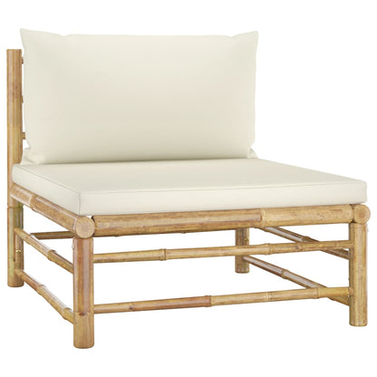NNEVL 5 Piece Garden Lounge Set with Cream White Cushions Bamboo - UrbanNest Co