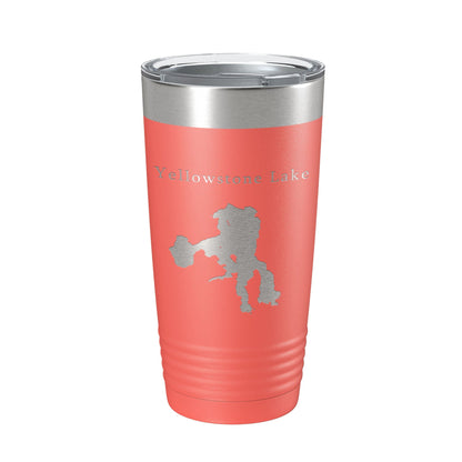 Yellowstone Lake Map Tumbler Travel Mug Insulated Laser Engraved Coffee Cup Wyoming 20 oz - UrbanNest Co
