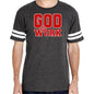 Mens Vintage Sport T-shirt God @ Work Red and White Print - UrbanNest Co