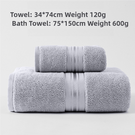 NNEDSZ Grey Luxury Cotton Towel Set(Towel + Bath Towel) - Quick Dry, Extra Thick & Absorbent, Perfect for Bath & Beach - UrbanNest Co