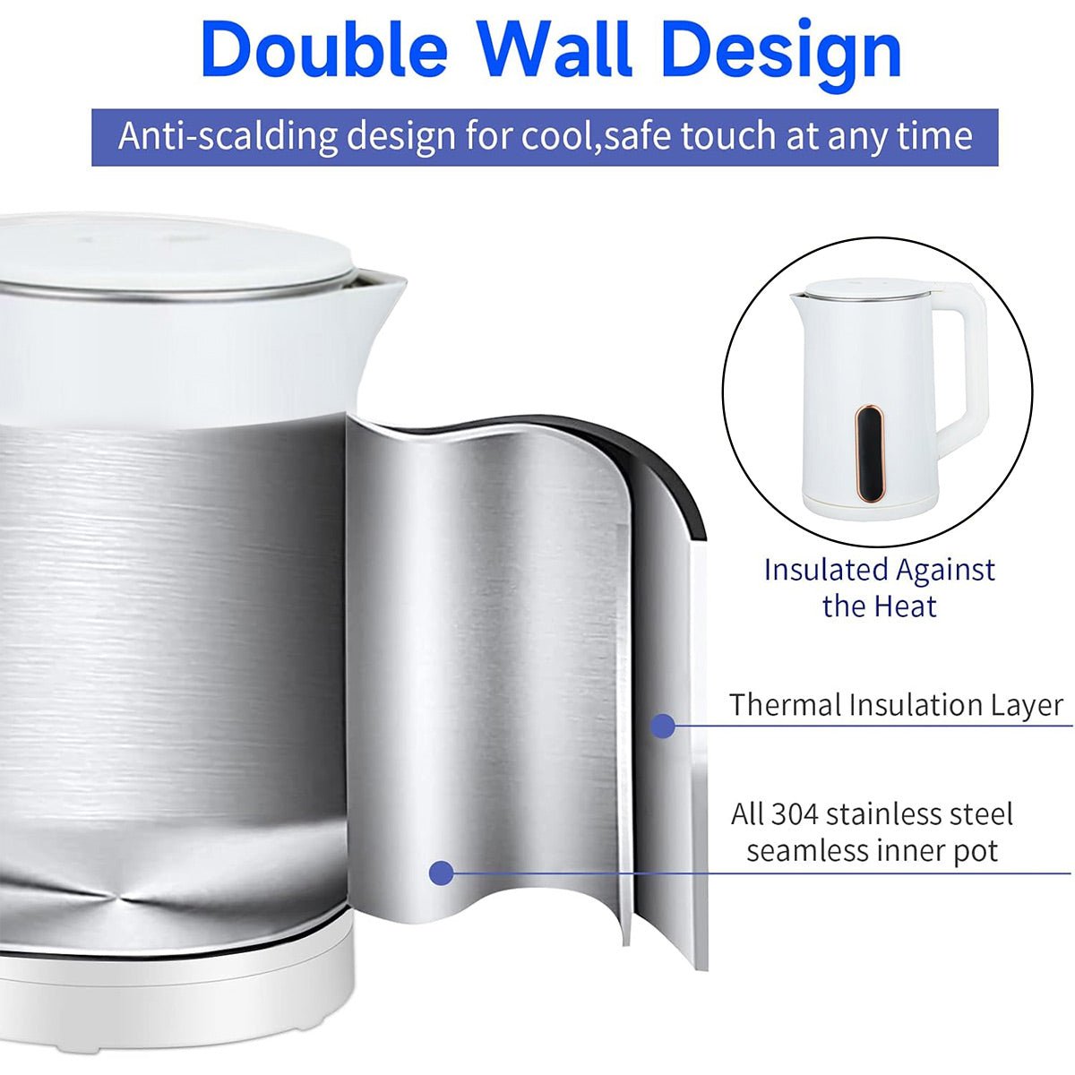 1.8L Capacity 304 Stainless Steel Electric Kettle Grade Food Safe Durable - UrbanNest Co