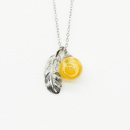 Sterling Silver Leave Aroma Necklace - Yellow | Energy & Healing | Diffuse on the go - UrbanNest Co