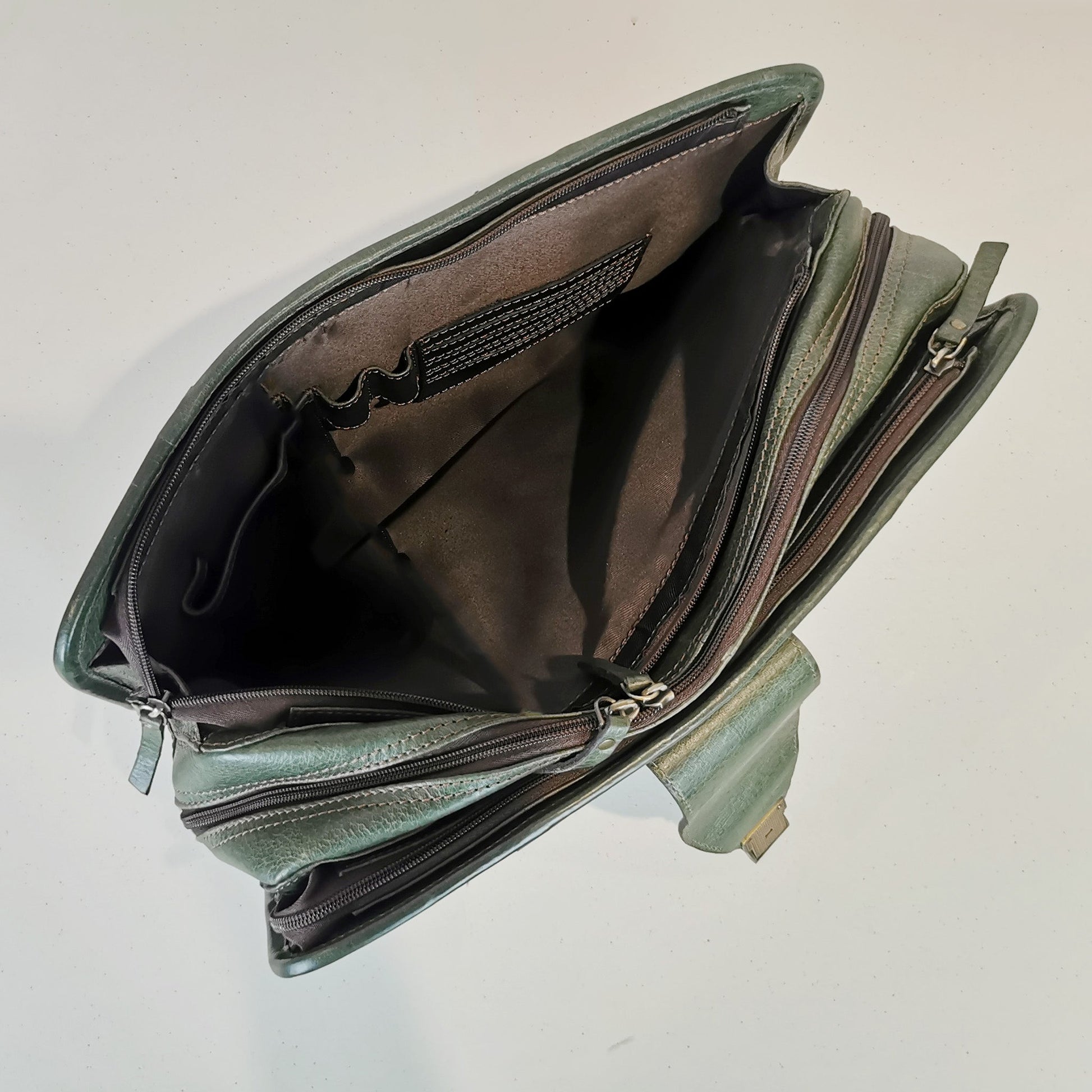 Leather Briefcase, Olive Green - UrbanNest Co