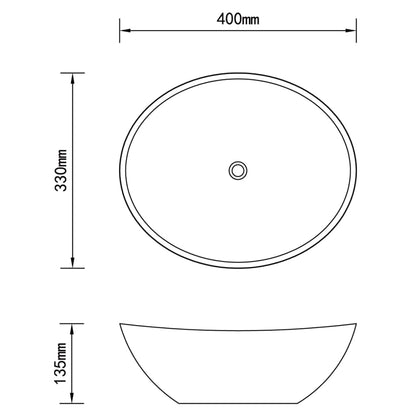 NNEVL Luxury Ceramic Basin Oval - shaped Sink Black 40 x 33 cm - UrbanNest Co