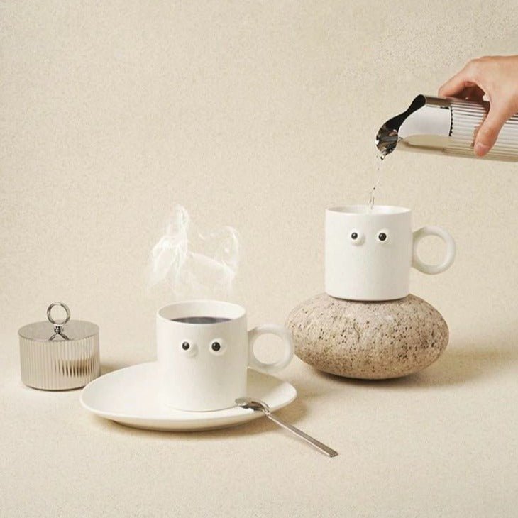 Big Eyes Handmade Ceramic Coffee Mug - Unique, Cute, and Funny - UrbanNest Co