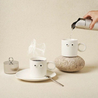 Big Eyes Handmade Ceramic Coffee Mug - Unique, Cute, and Funny - UrbanNest Co